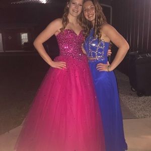 2 piece royal blue prom dress